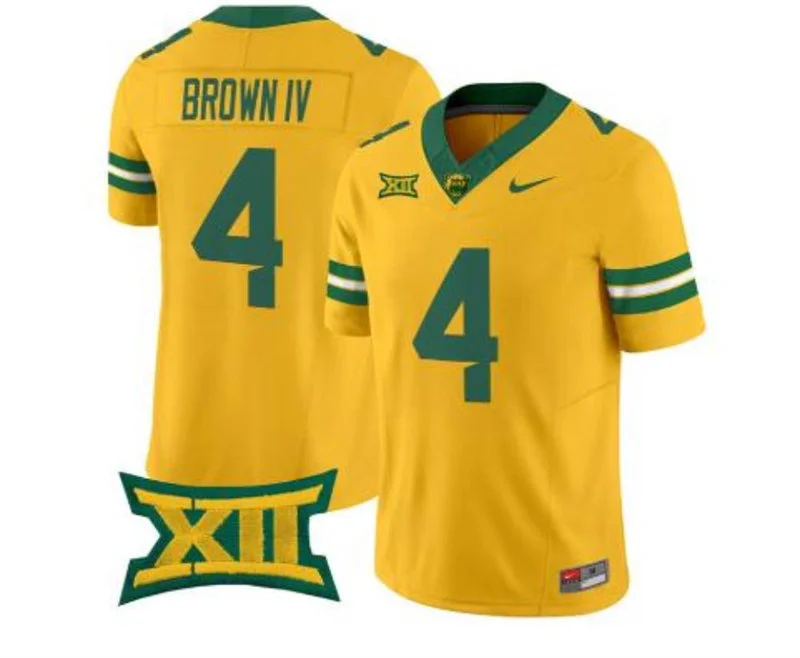 Baylor Bears #4 Louis Brown IV 2026 Yellow Football Game Jersey Baylor Bears #4 Louis Brown IV 2026 Yellow Football Game Jersey