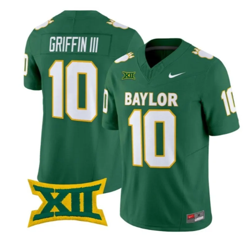 Baylor Bears #10 Robert Griffin III Green Throwback Football Jersey