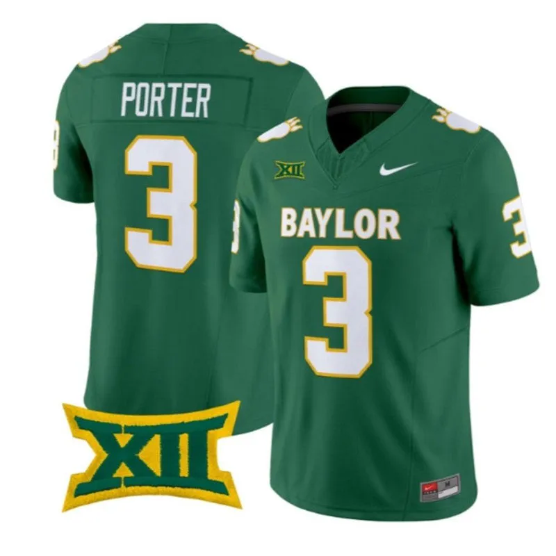 Baylor Bears #3 Jadon Porter Green Throwback Football Jersey