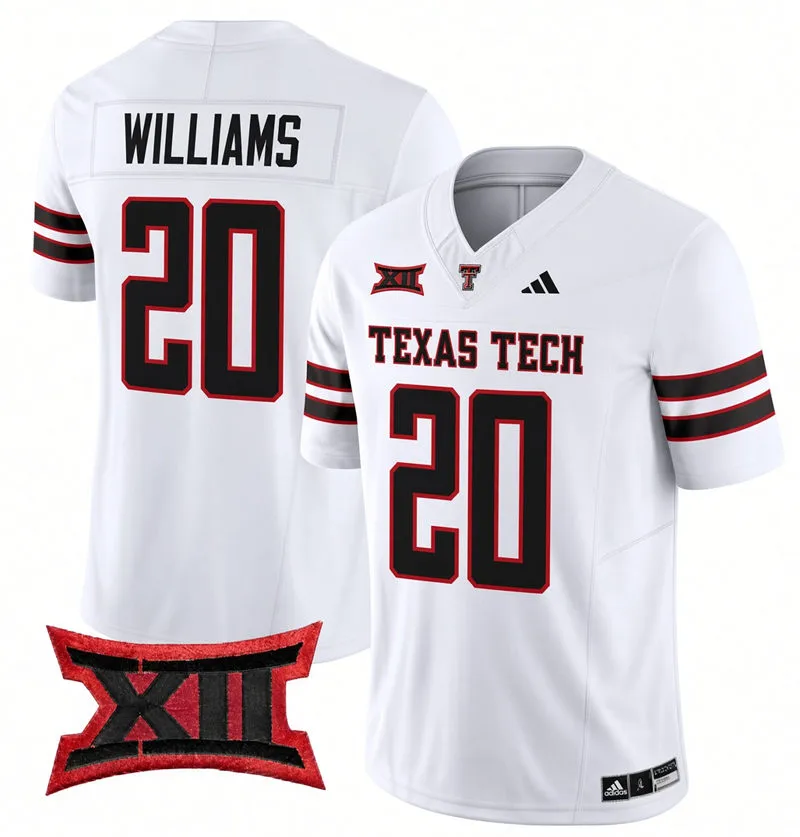 Texas Tech Red Raiders #20 J'Koby Williams 2026 White Football Game Jersey