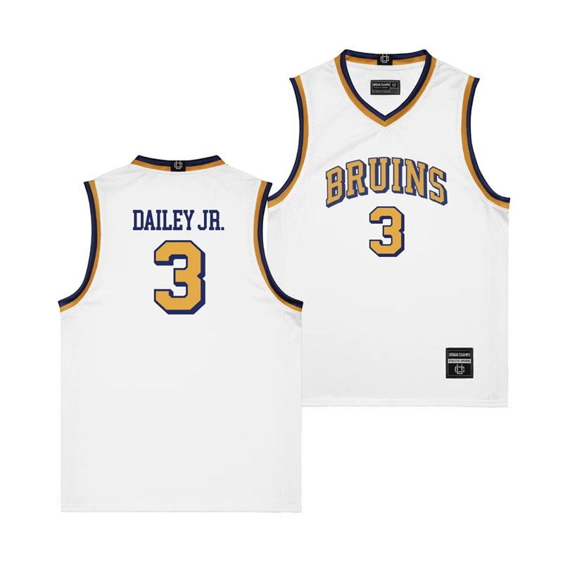 UCLA Bruins #3 Eric Dailey Jr. White Gold Basketball Retro Jersey