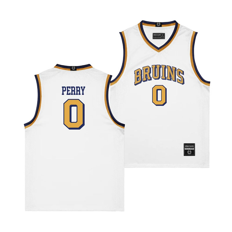 UCLA Bruins #0 Trent Perry White Gold Basketball Retro Jersey