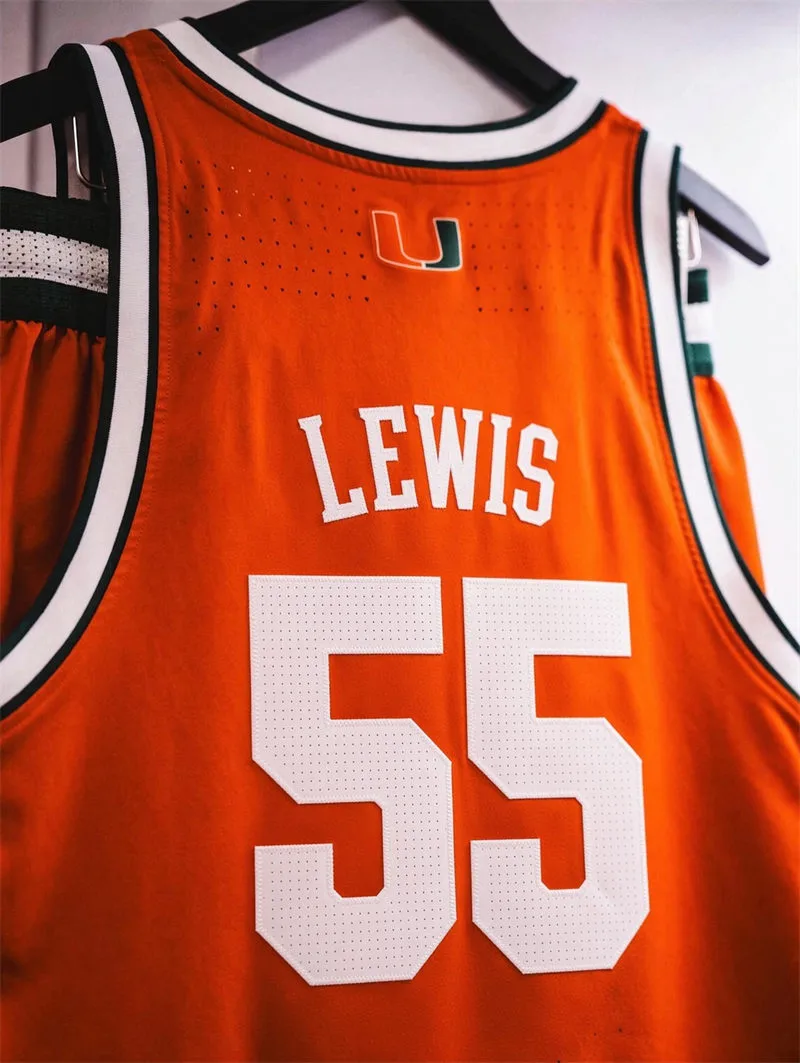 Miami Hurricanes #55 Acaden Lewis 2026 Orange Canes Basketball Game Jersey Miami Hurricanes #55 Acaden Lewis 2026 Orange Canes Basketball Game Jersey