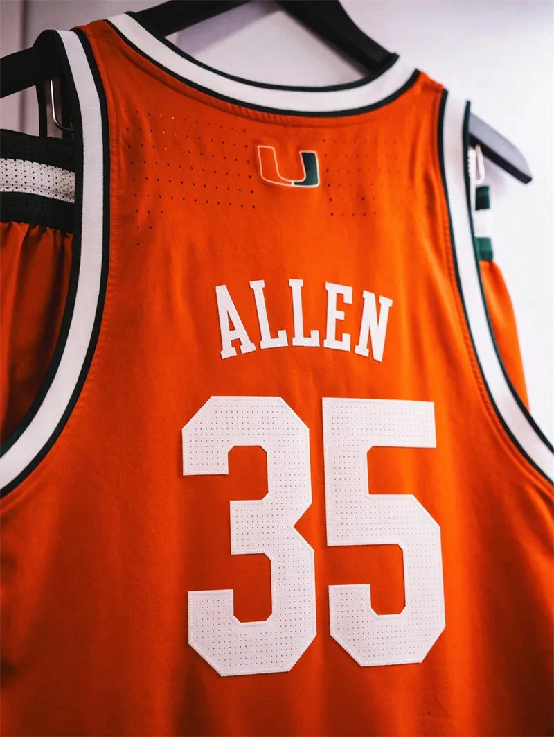 Miami Hurricanes #35 Dante Allen 2026 Orange Canes Basketball Game Jersey