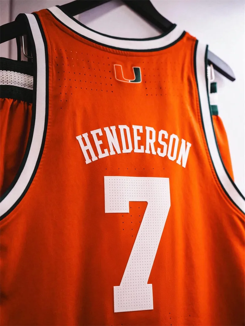 Miami Hurricanes #7 Shelton Henderson 2026 Orange Canes Basketball Game Jersey