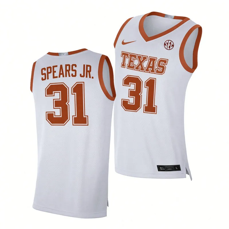 Texas Longhorns #31 Marcus Spears Jr. White College Basketball Game Jersey