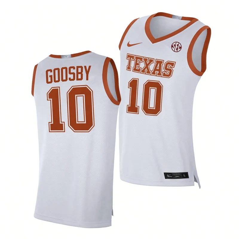 Texas Longhorns #10 Austin Goosby White College Basketball Game Jersey