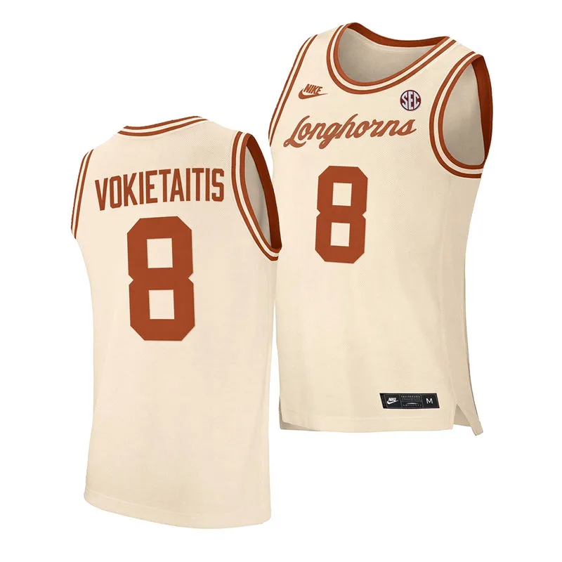 Texas Longhorns #8 Matas Vokietaitis Cream College Basketball Retro Limited Jersey Texas Longhorns #8 Matas Vokietaitis Cream College Basketball Retro Limited Jersey