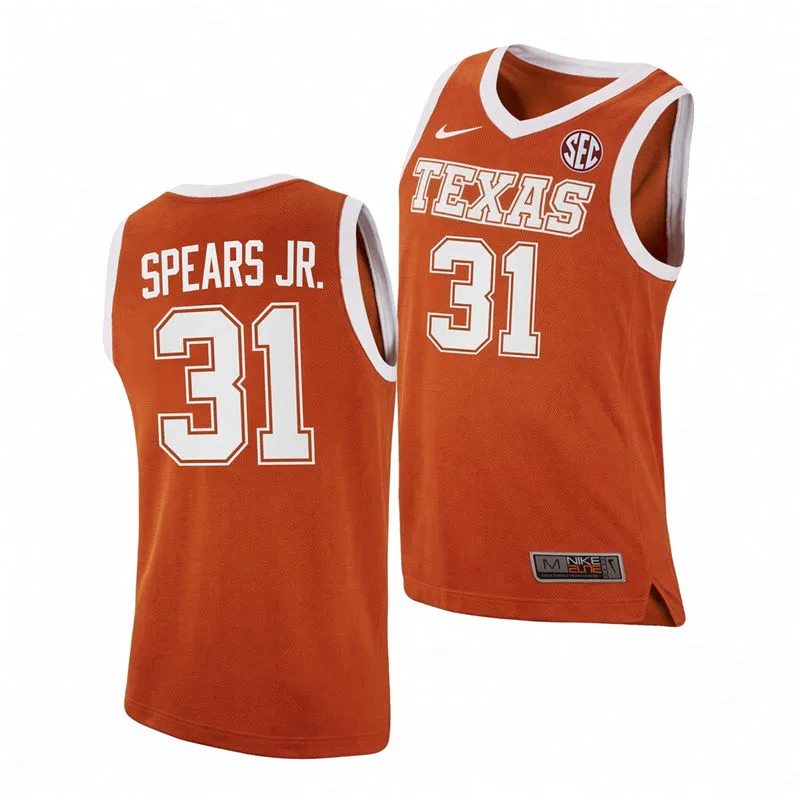 Texas Longhorns #31 Marcus Spears Jr. Orange College Basketball Game Jersey