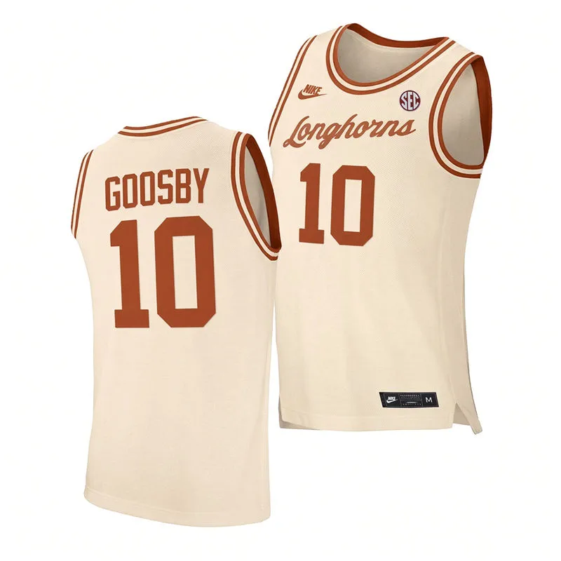 Texas Longhorns #10 Austin Goosby Cream College Basketball Retro Limited Jersey Texas Longhorns #10 Austin Goosby Cream College Basketball Retro Limited Jersey