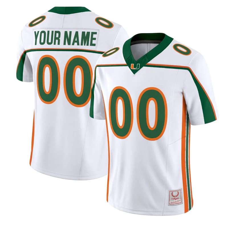 Miami Hurricanes Custom White 2001 Throwback Football Jersey