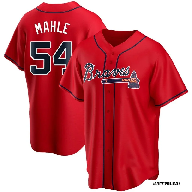 Mens Atlanta Braves #54 Tyler Mahle Nike Red Alternate Limited Jersey