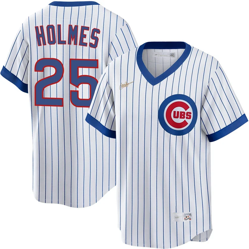 Mens Chicago Cubs #25 Clay Holmes Nike White Pullover Cooperstown Jersey