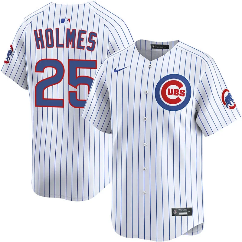 Mens Chicago Cubs #25 Clay Holmes Nike White Pinstripe Home Limited Jersey