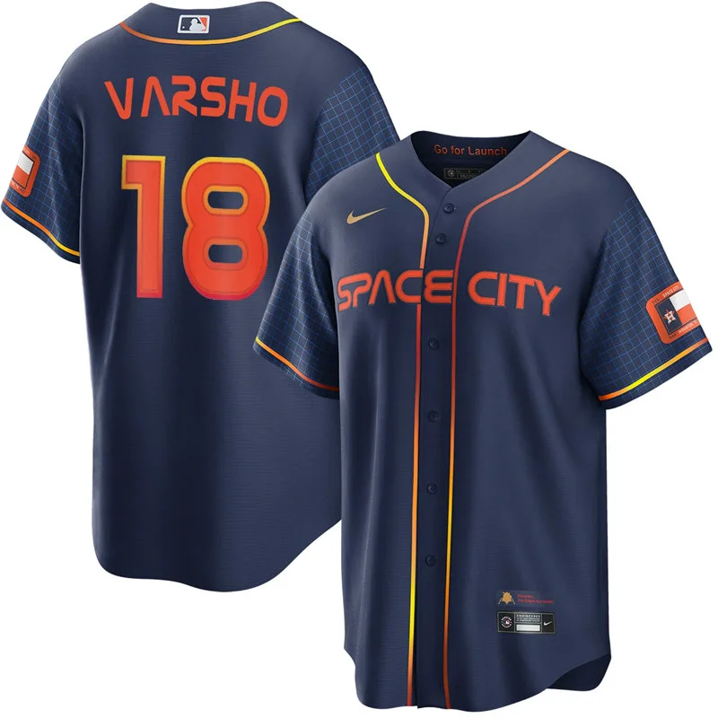 Mens Houston Astros #18 Daulton Varsho Navy City Connect Jersey