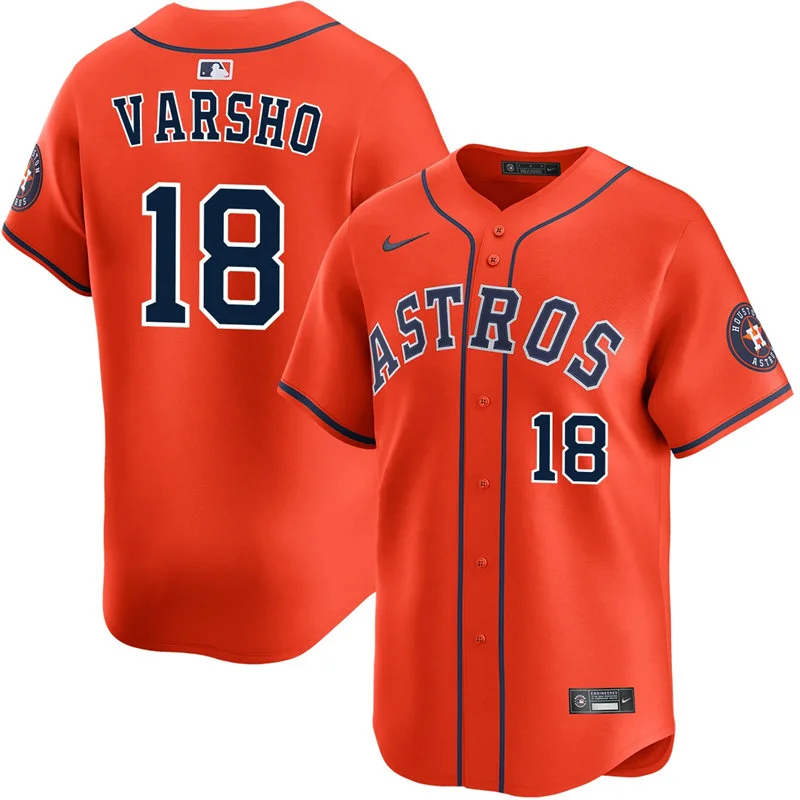 Mens Houston Astros #18 Daulton Varsho Nike Orange Alternate Limited Jersey