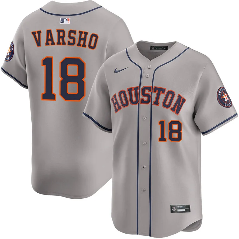 Mens Houston Astros #18 Daulton Varsho Nike Gray Road Limited Jersey