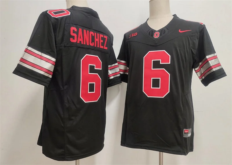 Ohio State Buckeyes #6 Devin Sanchez 2026 Black Tunnel Vision F.U.S.E Limited Football Jersey