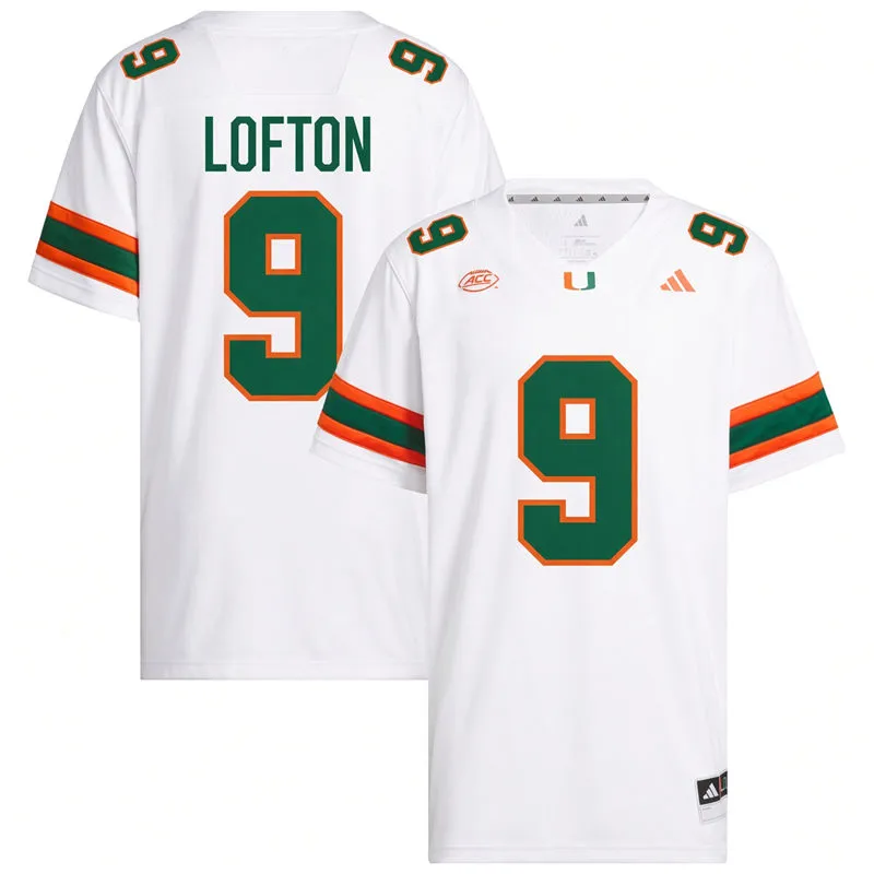 Miami Hurricanes #9 Elija Lofton 2026 White Football Game Jersey