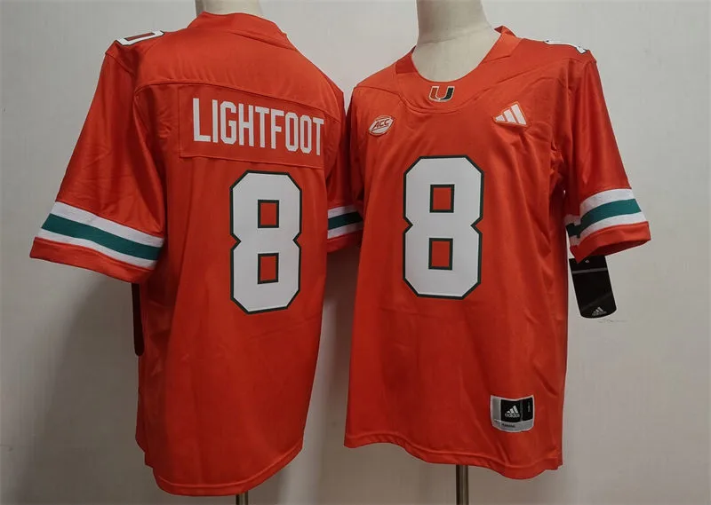 Miami Hurricanes #8 Marquise Lightfoot 2026 Orange Football Game Jersey