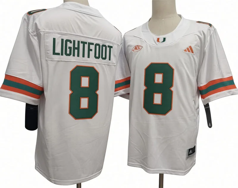 Miami Hurricanes #8 Marquise Lightfoot 2026 White Football Game Jersey