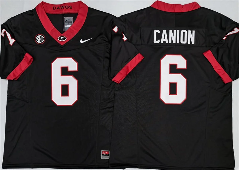 Georgia Bulldogs #6 Isiah Canion Black Football Game Jersey