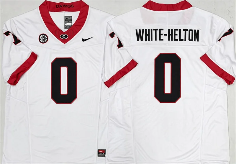 Georgia Bulldogs #0 Sacovie White-Helton White Football Game Jersey