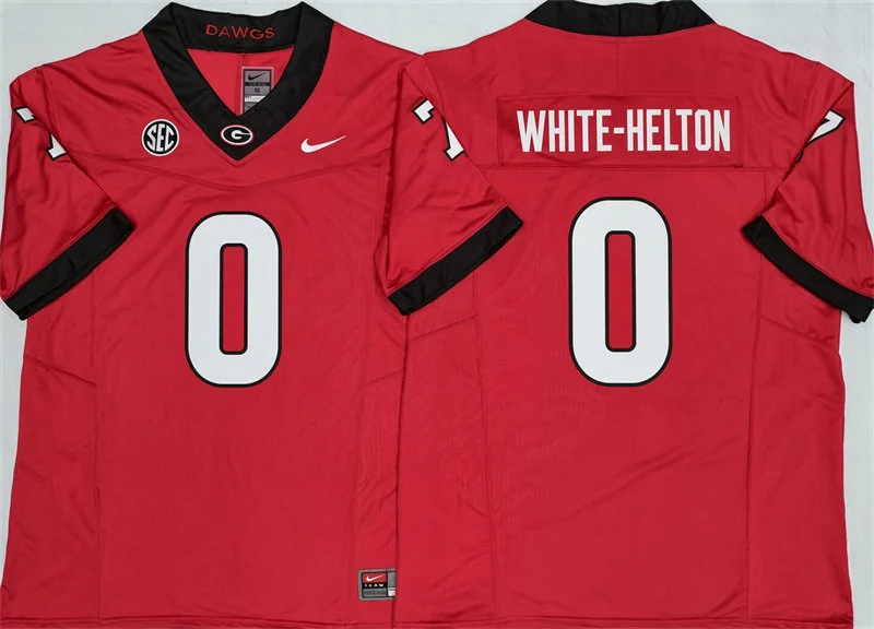 Georgia Bulldogs #0 Sacovie White-Helton Maroon Football Game Jersey