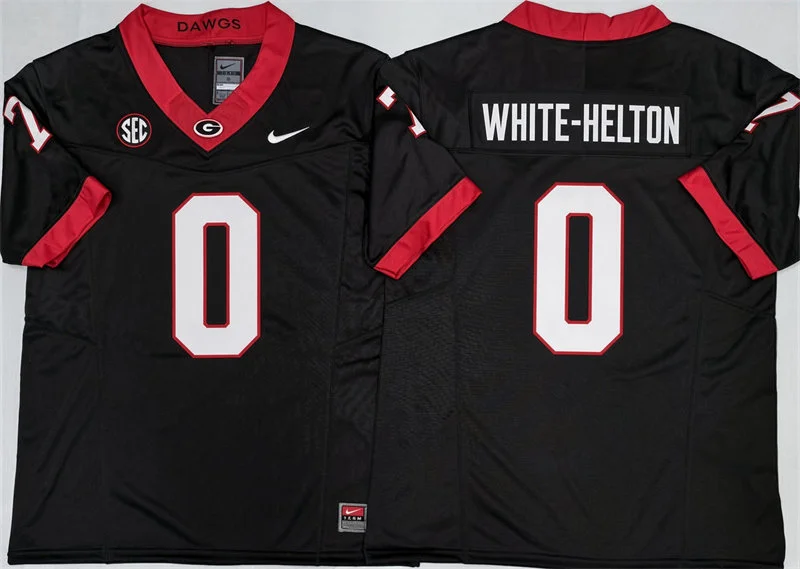 Georgia Bulldogs #0 Sacovie White-Helton Black Football Game Jersey Georgia Bulldogs #0 Sacovie White-Helton Black Football Game Jersey