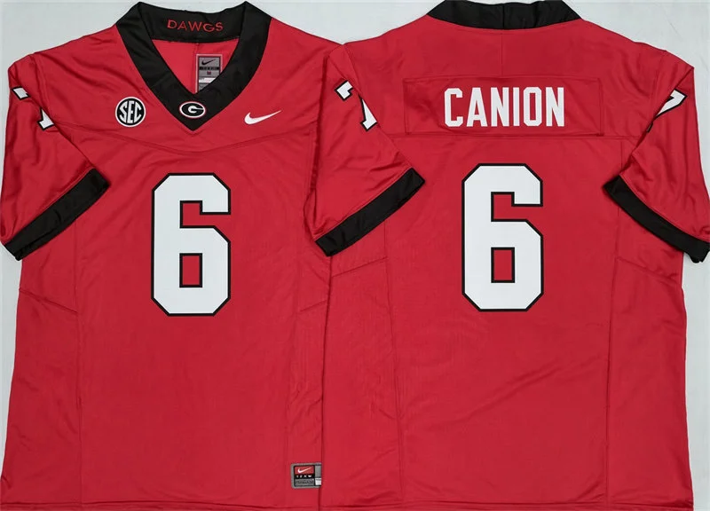 Georgia Bulldogs #6 Isiah Canion Maroon Football Game Jersey