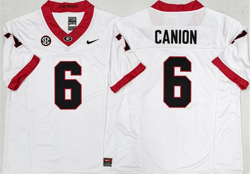 Georgia Bulldogs #6 Isiah Canion White Football Game Jersey