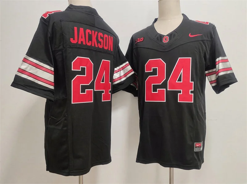 Ohio State Buckeyes #24 Ja'Kobi Jackson 2026 Black Tunnel Vision F.U.S.E Limited Football Jersey