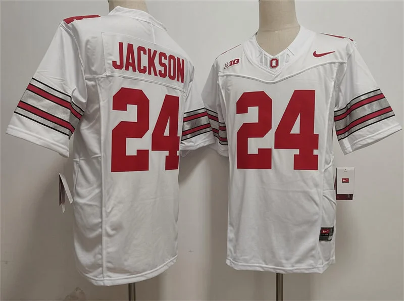 Ohio State Buckeyes #24 Ja'Kobi Jackson 2026 White Sub Zero F.U.S.E Limited Football Jersey Ohio State Buckeyes #24 Ja'Kobi Jackson 2026 White Sub Zero F.U.S.E Limited Football Jersey