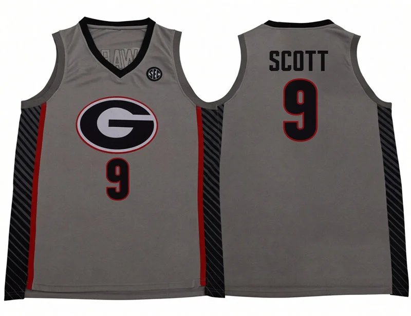 Georgia Bulldogs #9 James Scott 2026 Gray College Basketball Game Jersey