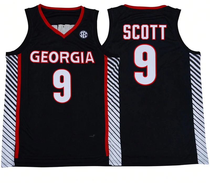 Georgia Bulldogs #9 James Scott 2026 Black College Basketball Game Jersey