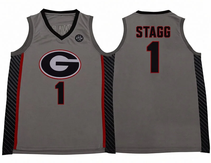 Georgia Bulldogs #1 Kareem Stagg 2026 Gray College Basketball Game Jersey