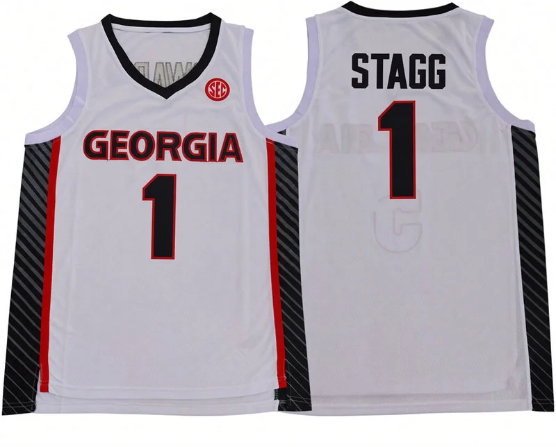 Georgia Bulldogs #1 Kareem Stagg 2026 White College Basketball Game Jersey Georgia Bulldogs #1 Kareem Stagg 2026 White College Basketball Game Jersey