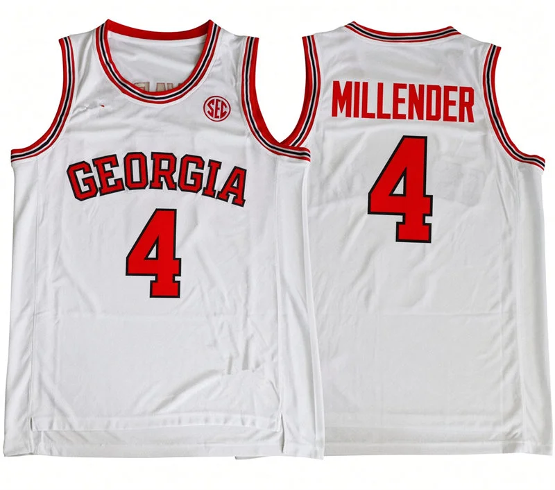 Georgia Bulldogs #4 Marcus Millender White Retro College Basketball Game Jersey