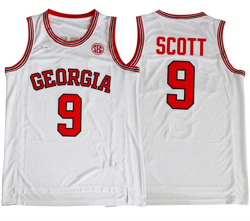 Georgia Bulldogs #9 James Scott White Retro College Basketball Game Jersey