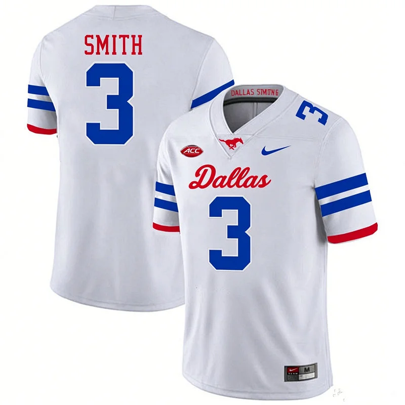 SMU Mustangs #3 Yannick Smith White Dallas Limited Football Jersey