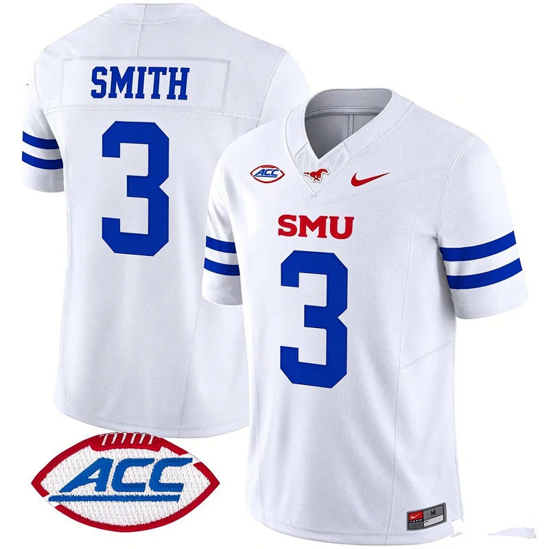 SMU Mustangs #3 Yannick Smith 2026 White Football Game Jersey