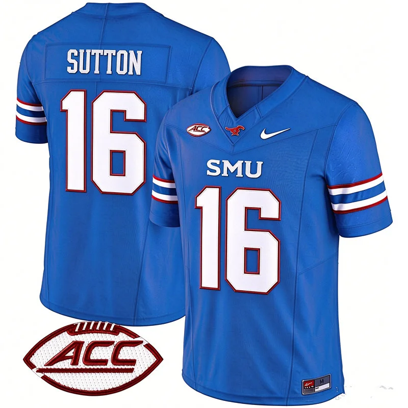 SMU Mustangs #16 Courtland Sutton 2026 Royal Football Game Jersey SMU Mustangs #16 Courtland Sutton 2026 Royal Football Game Jersey