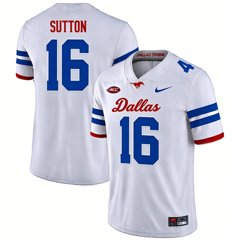 SMU Mustangs #16 Courtland Sutton White Dallas Limited Football Jersey