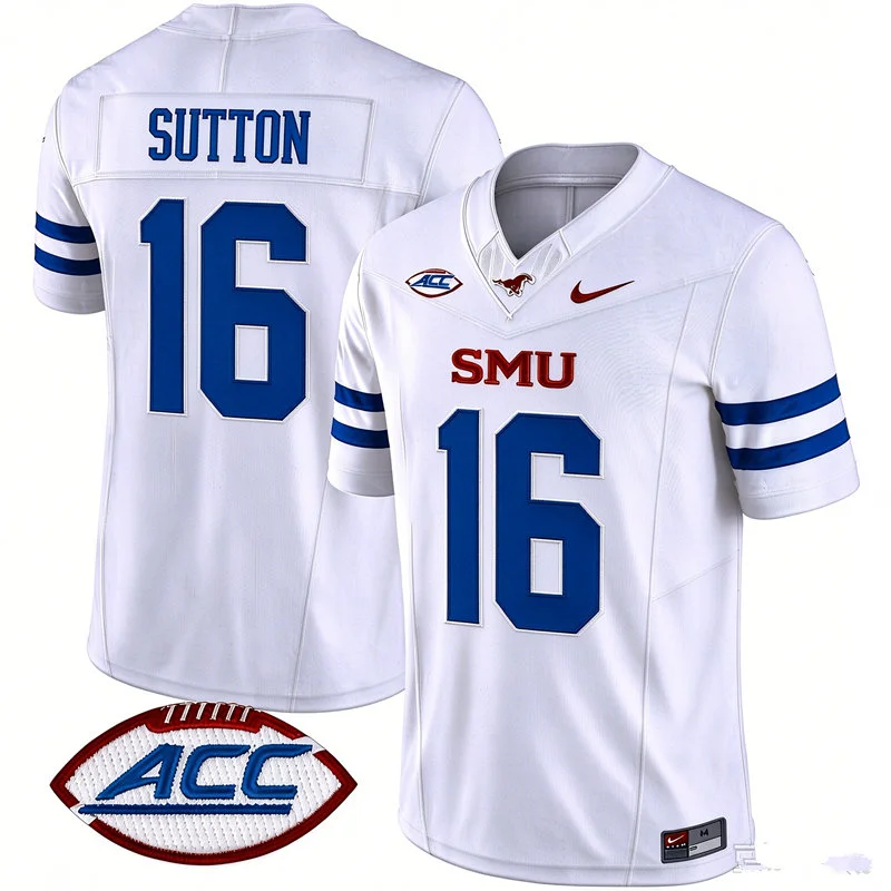 SMU Mustangs #16 Courtland Sutton 2026 White Football Game Jersey