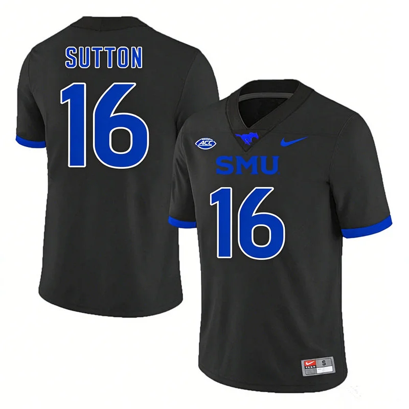 SMU Mustangs #16 Courtland Sutton 2026 Black Football Game Jersey