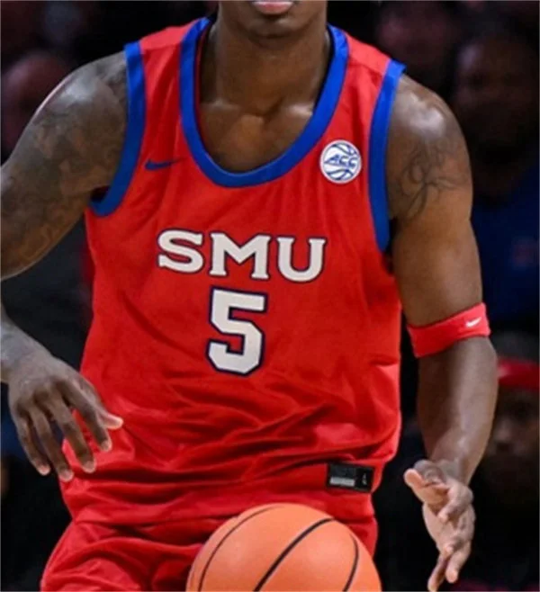SMU Mustangs #5 David Terrell Jr. Nike 2026 ACC Red Basketball Game Jersey
