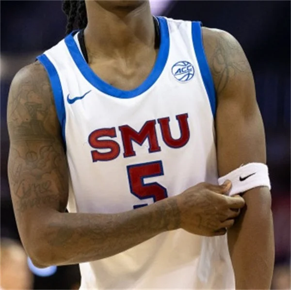 SMU Mustangs #5 David Terrell Jr. Nike 2026 ACC White Basketball Game Jersey