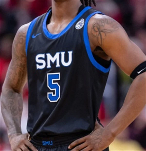 SMU Mustangs #5 David Terrell Jr. Nike 2026 ACC Black Basketball Game Jersey