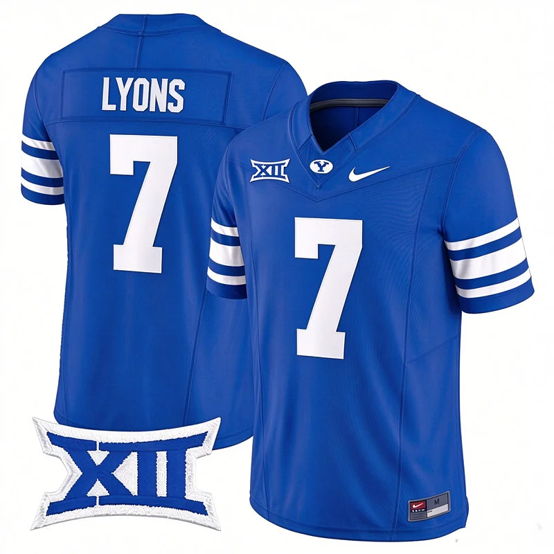 BYU Cougars #7 Walker Lyons Royal College Football Game Jersey