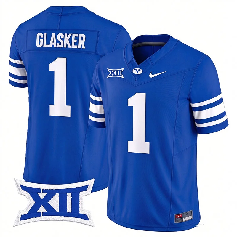 BYU Cougars #1 Legend Glasker Royal College Football Game Jersey